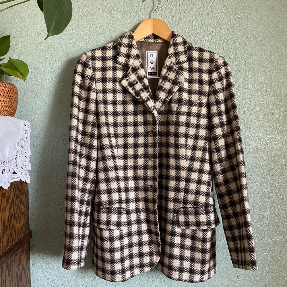 Vintage wool plaid blazer jacket
